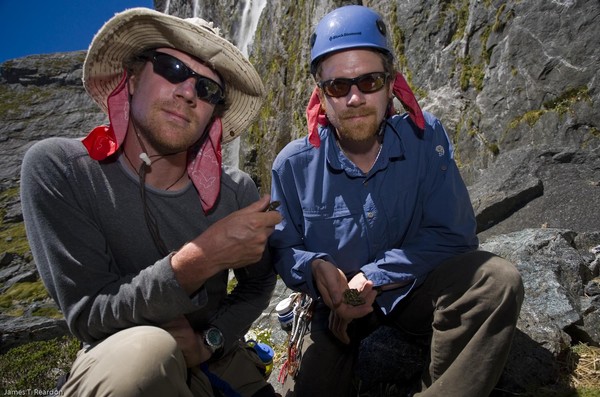 Rock climbing twins Dave (L) and Joe Newman climbing in Sinbad Valley